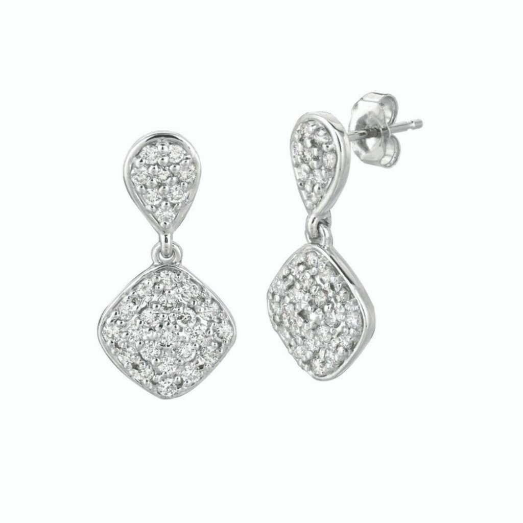 1.05 Carat Natural Diamond Pear & Square Earring